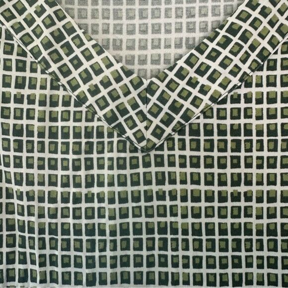 Tory Burch Paris Silk Sheath Dress V Neck Women’s Medium Green Geometric Print - Picture 8 of 13